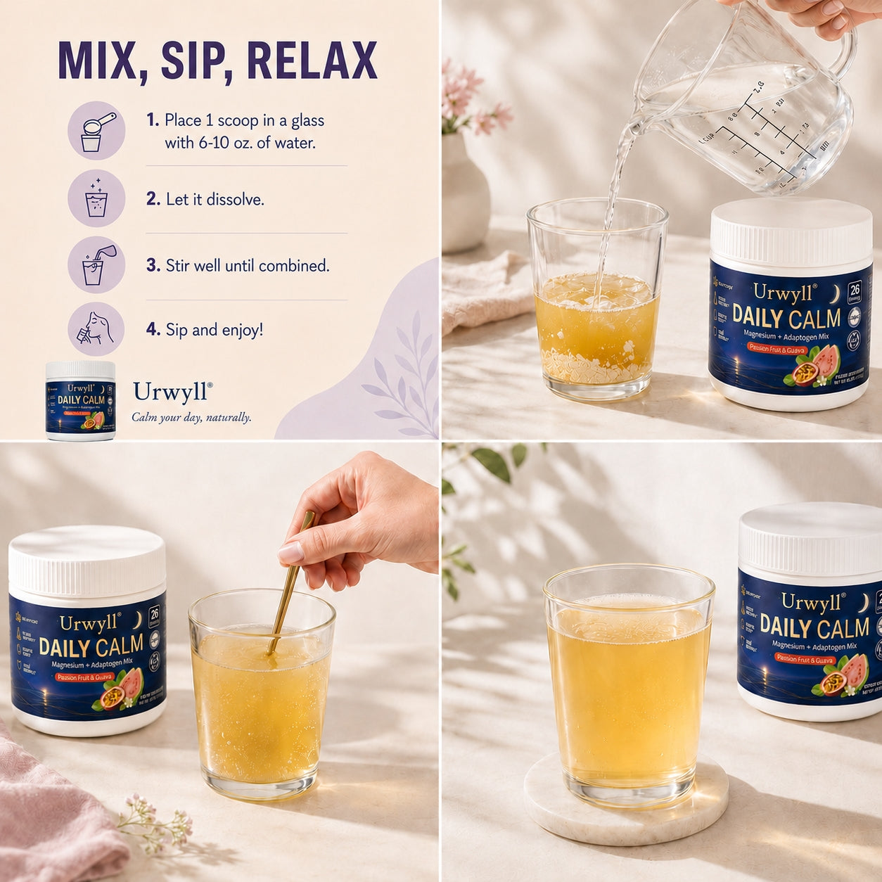 Urwyll Daily Calm Magnesium Drink Mix Powder