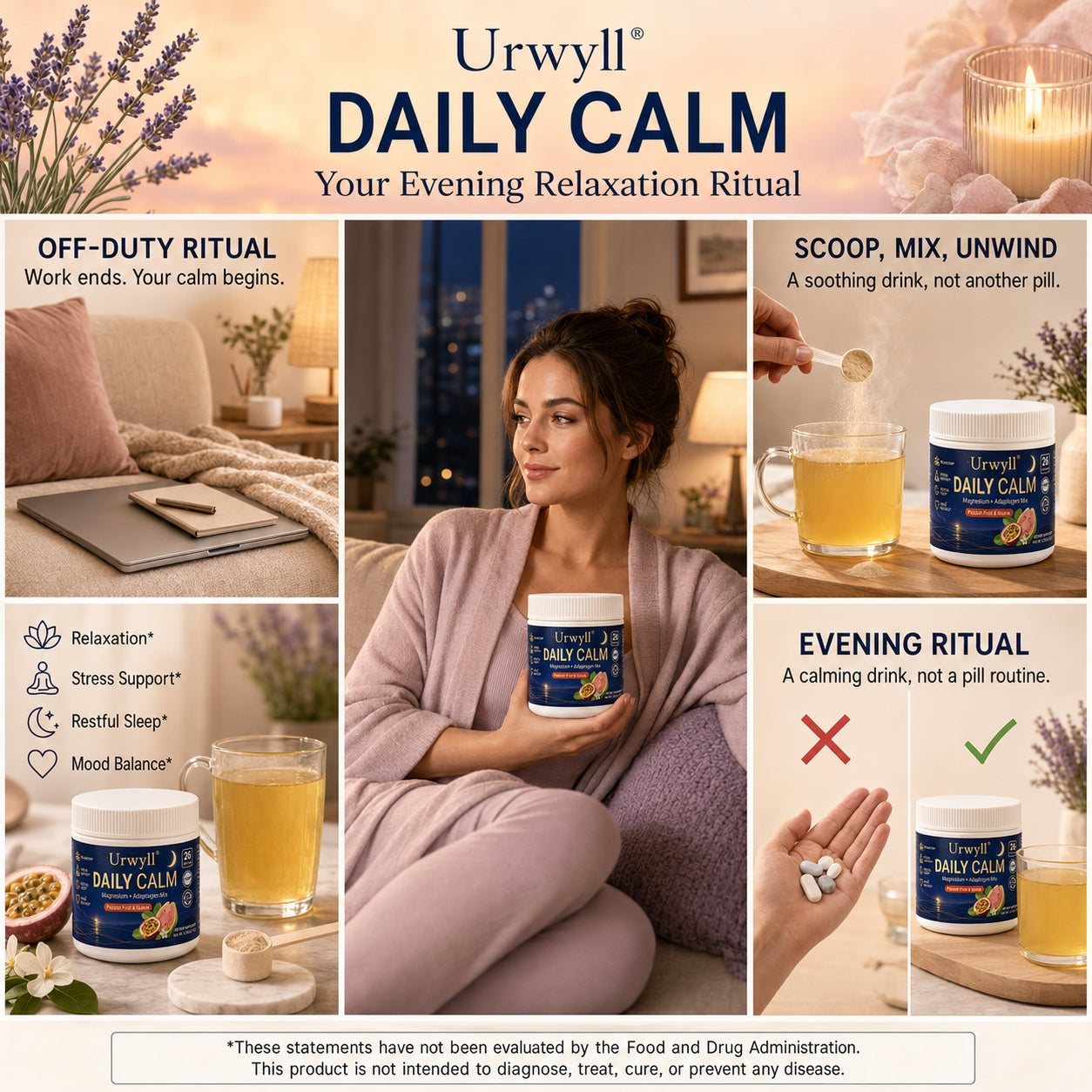 Urwyll Daily Calm Magnesium Drink Mix Powder